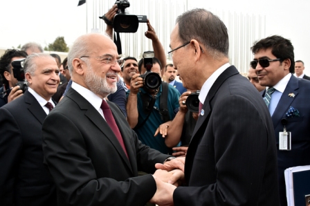 الجعفري يستقبل كي مون ورئيسَي البنك الدولي والاسلامي ويعقدون اجتماعاً مغلقاً