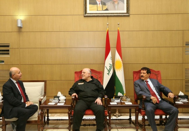 العبادي يبحث مع قيادات الاتحاد الكردستاني الاوضاع الامنية والسياسية والاقتصادية في البلاد
