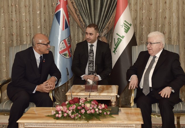 الرئيس الفيجي يؤكد لمعصوم وقوف بلاده مع العراق بالحرب ضد داعش
