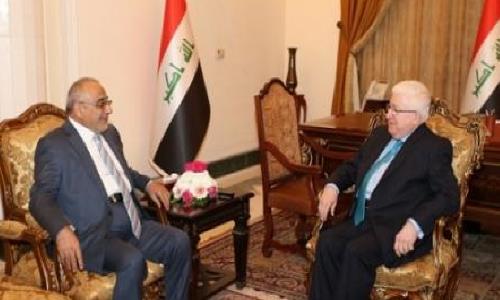 رئيس الجمهورية والسيد عادل عبد المهدي يؤكدان ضرورة الحوار المكثف للتوصل إلى حلول تخدم العملية السياسية