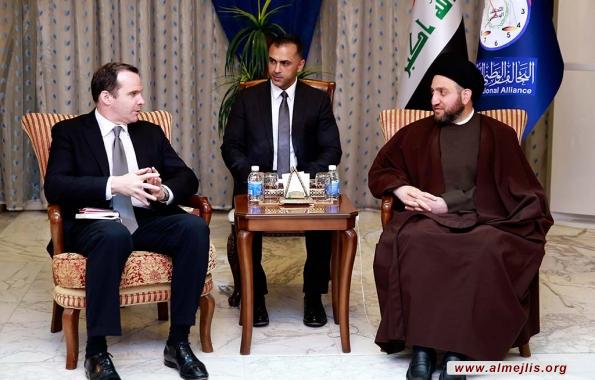 رئيس التحالف الوطني يبحث مع مبعوث الرئيس الامريكي مبادرة التسوية الوطنية ومجمل الأوضاع السياسية والأمنية