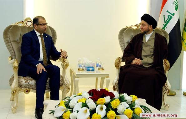 السيد عمار الحكيم يدعو خلال استقباله الجبوري الى توحيد الرؤى لإقرار قانون المحكمة الاتحادية