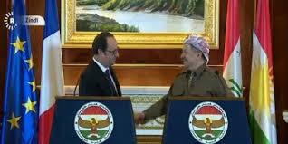 بارزاني وهولاند يزوران قوات البيشمركة في جبهات القتال