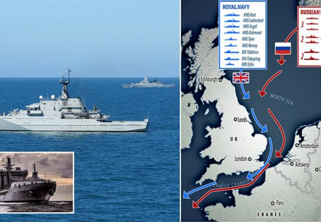 البحرية البريطانية تطارد 9 سفن حربية روسية